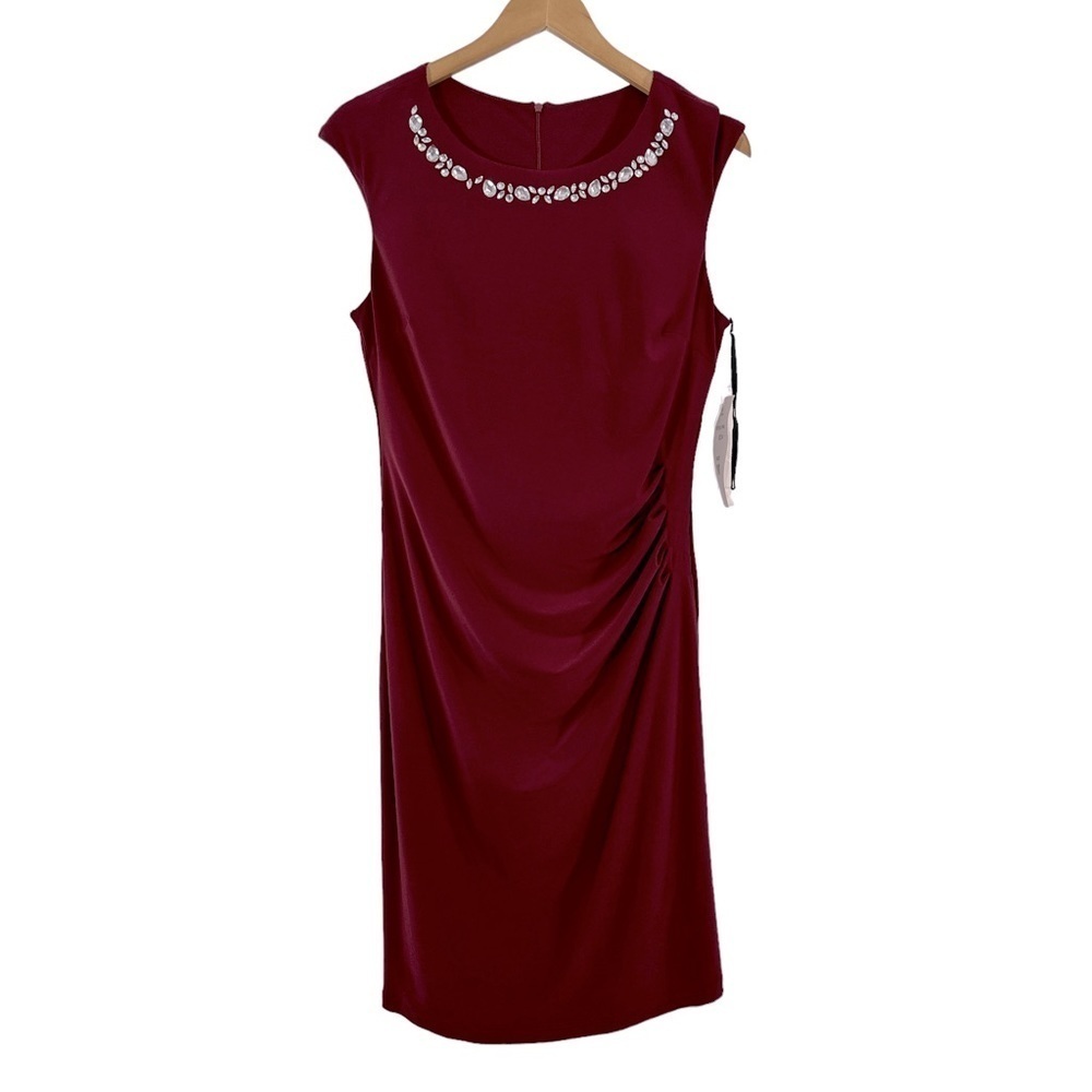 NWT Celavie Side Ruched Sleeveless Sheath Cocktail Bling Dress